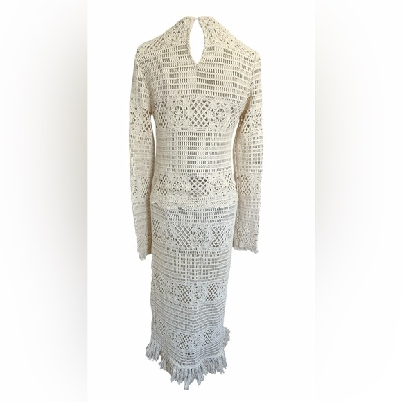 Bloomingdale’s AQUA 2 Piece Set Crochet Lace Top & Skirt Cream Outfit S/M - Picture 13 of 16